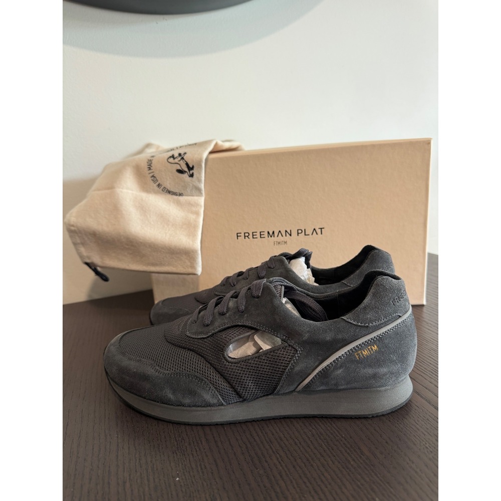 Freeman Plat Lace Jogger Sport Mens 11.5 Grey Suede Mesh Sneaker Handcrafted